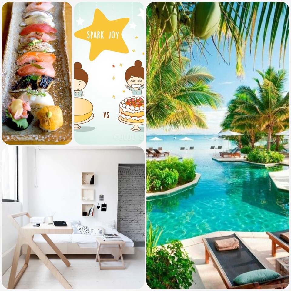 Fab Friday - sushi variety, spark joy cartoon, likuliku resort Fiji, modern minimal home