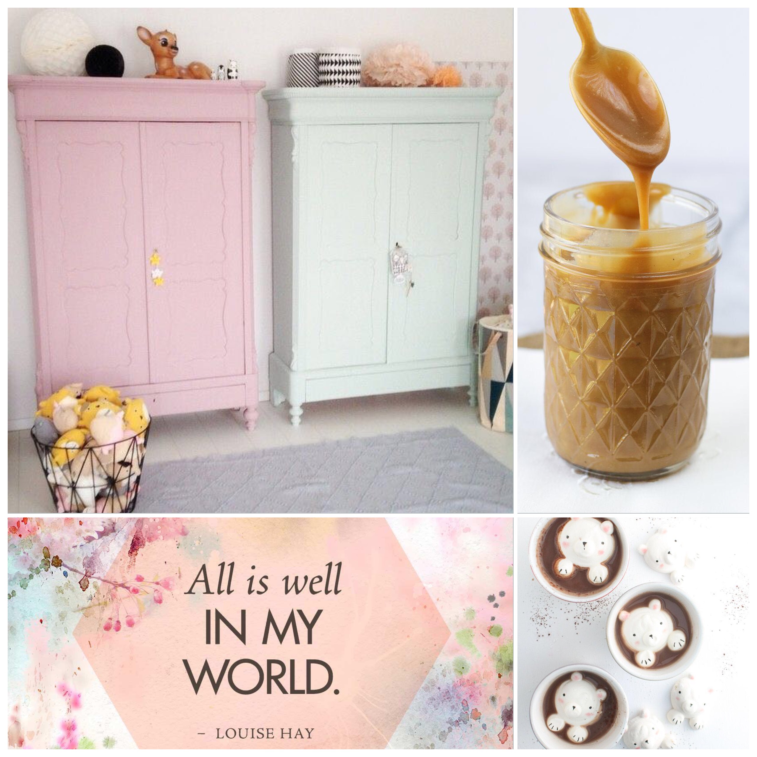 Fab Friday - pastel wardrobes, Paleo caramel, all is well in my world - louise hay, bear marshmallows