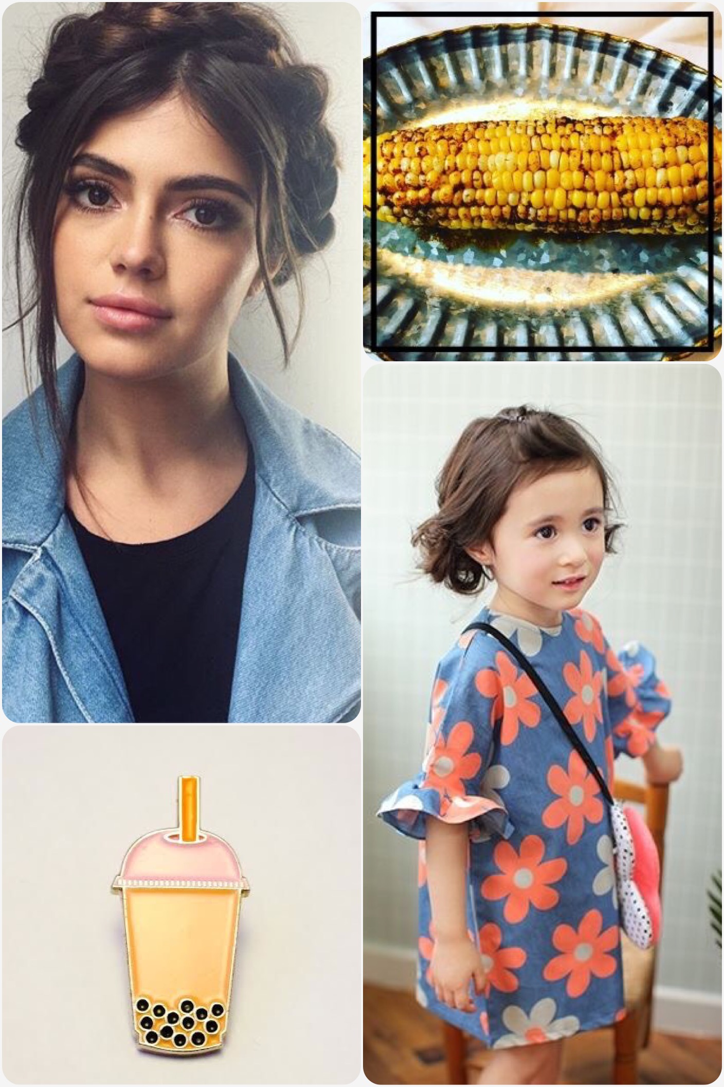 Fab Friday - hair, corn recipe, girls flower print dress, bubble cup enamel brooch