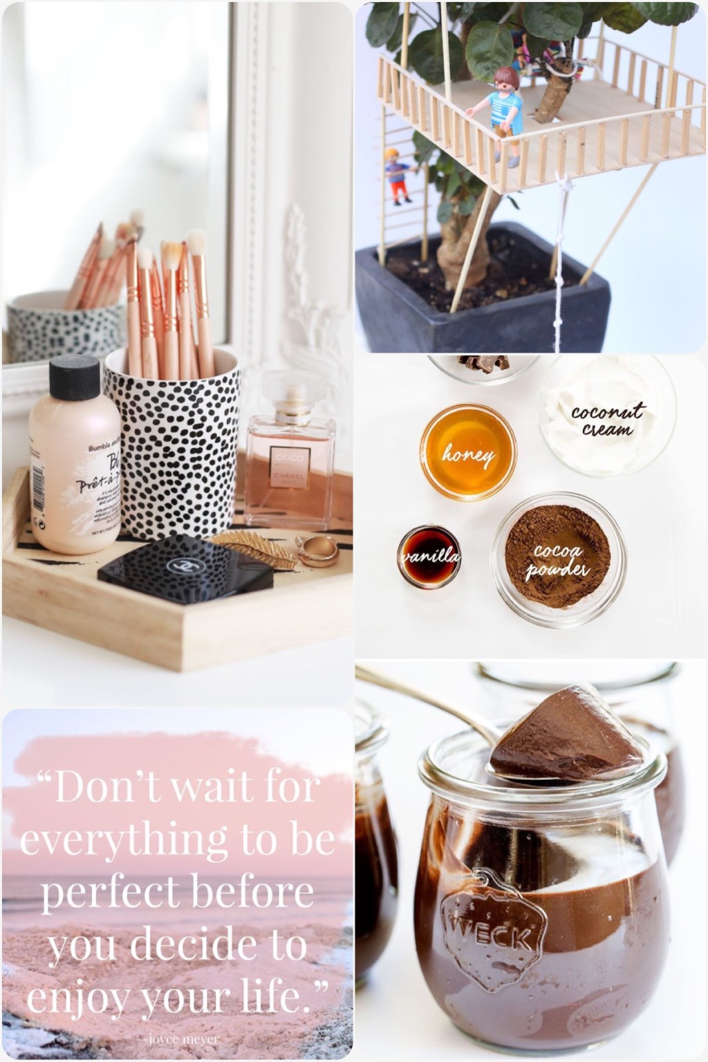 Fab Friday - dresser styling, mini toy treehouse, Paleo chocolate mousse, perfection quote ,